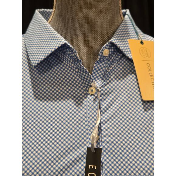 NWT Blue & White Gingham Women's Swing Juice Ecotec UPF 50+ Golf Polo Size Large - Picture 3 of 6